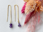 Boucles d'oreilles Marceline, Améthyste, posées, S'TELLE création bijoux